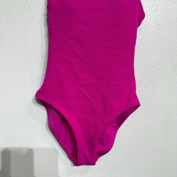 Becca Cosmopolitan Pink Pucker Up Asymmetrical One-Piece Swimsuit Sz M NWT - Picture 4 of 13